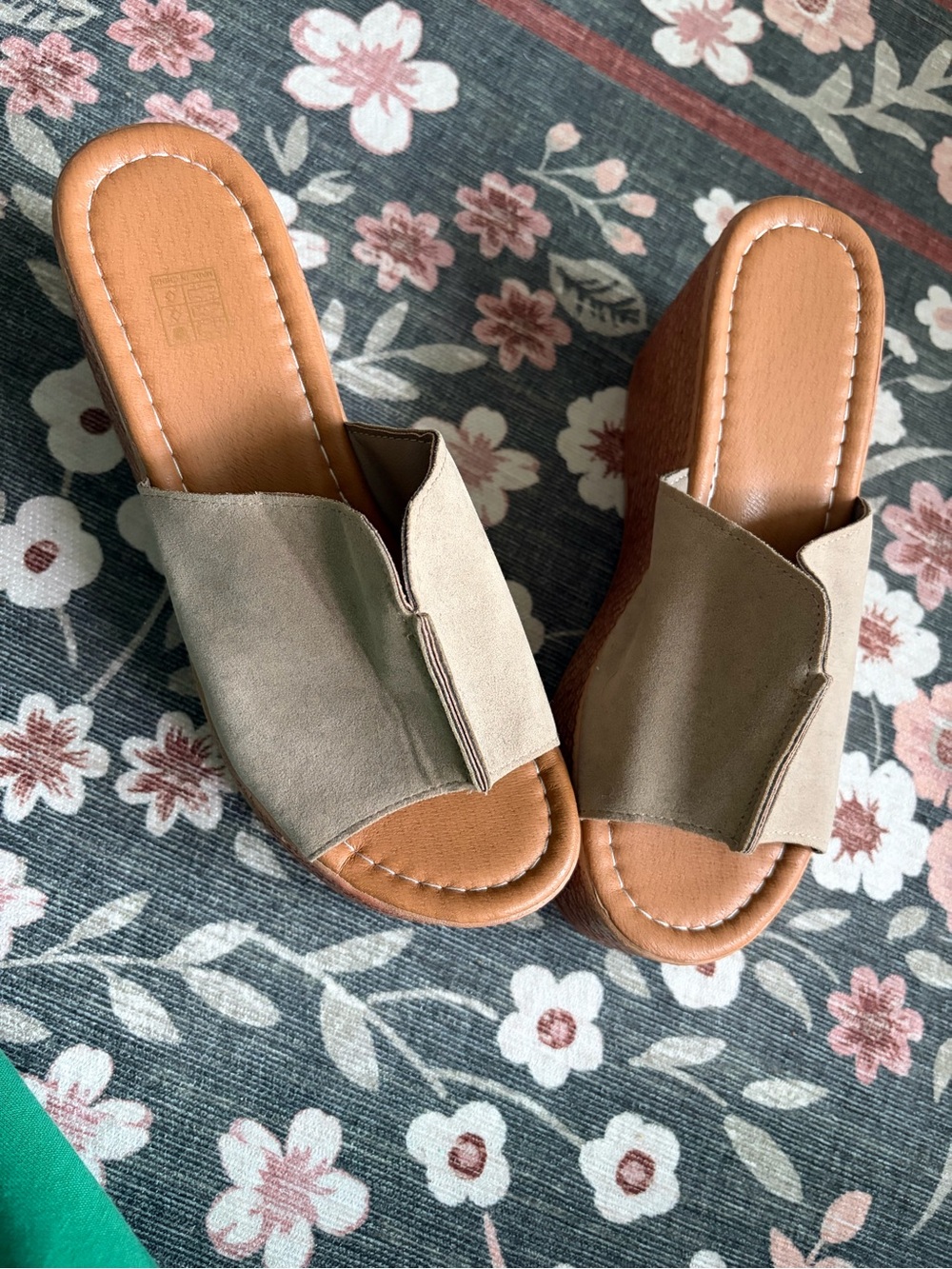 Neutral Taupe Wedge Slide Sandals for Women